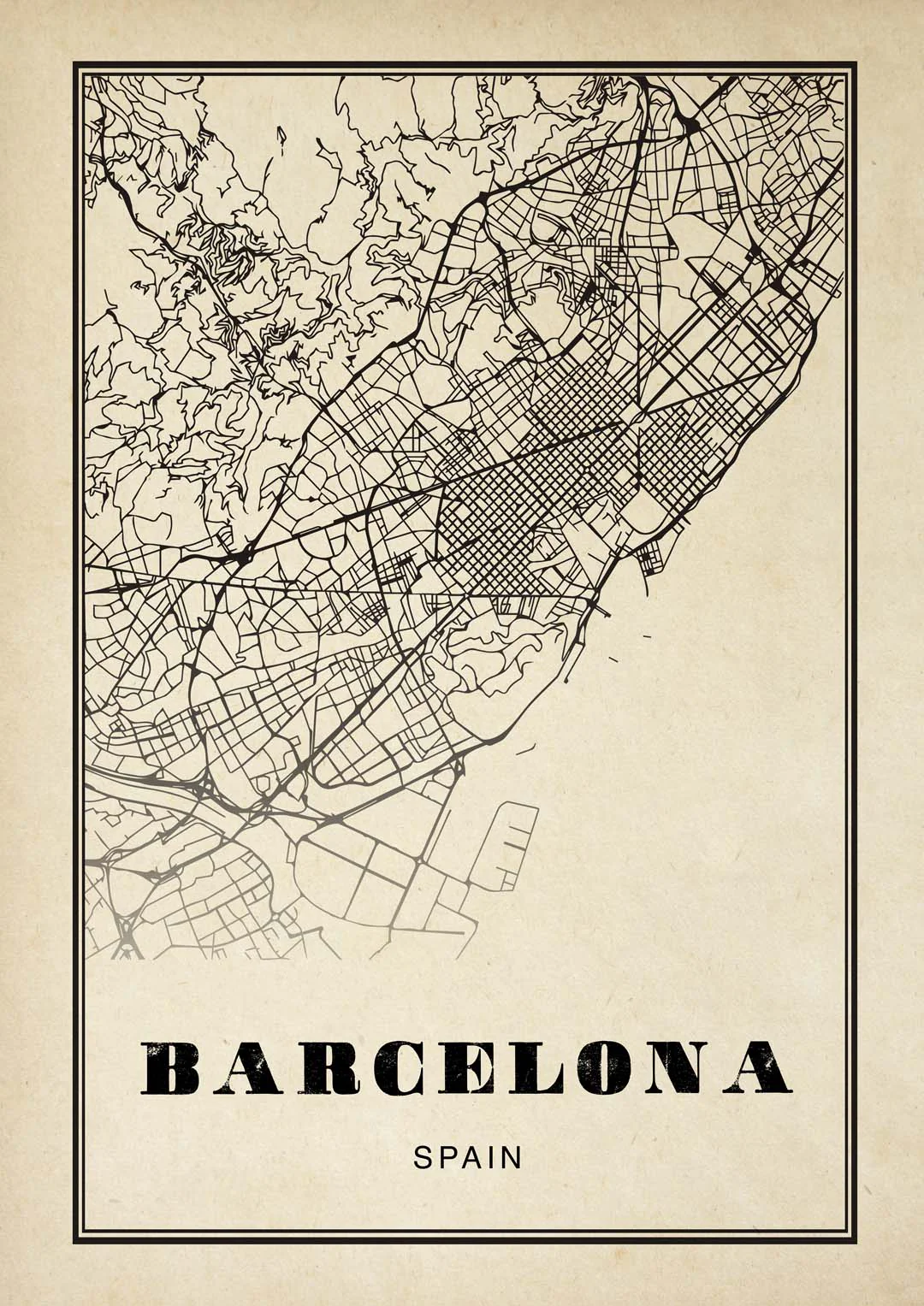 Barcelona Stadt Sepia