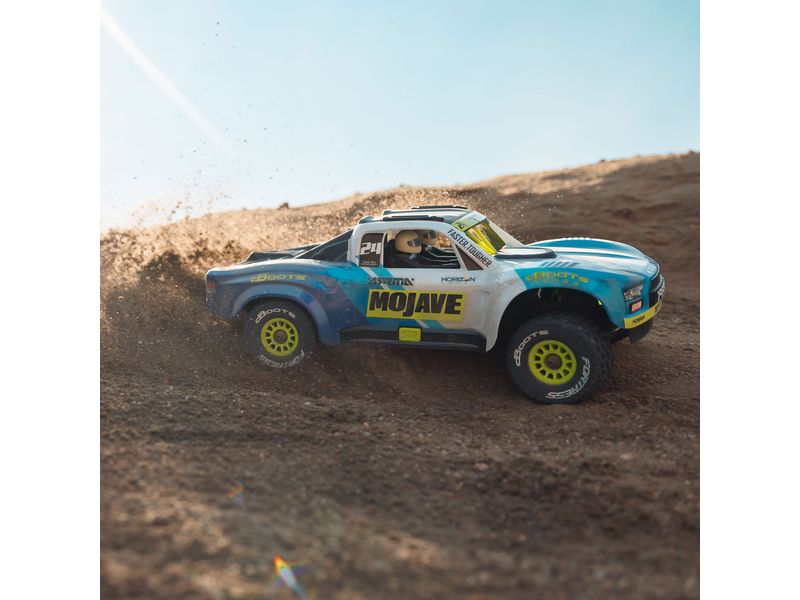 Arrma Desert Truck Mojave Grom Mega 380 Blau, RTR, 1:18 Robuster 4wd mini RC Trophytruck mit Spektrum Technik