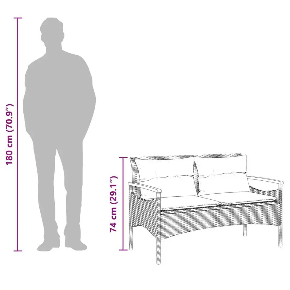 vidaXL - Tuinbank - Grijs - Poly rattan