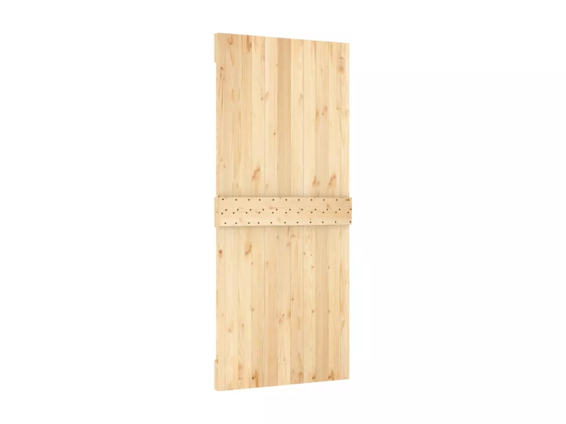 Porte coulissante et kit de quincaillerie 90x210 cm pin massif