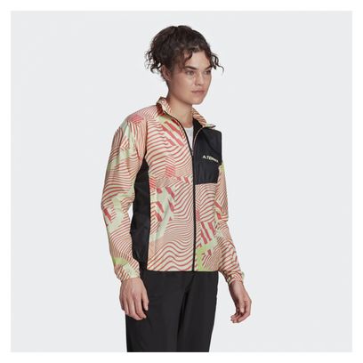 Veste Coupe Vent Femme Adidas Terrex Agravic Jaune Rouge