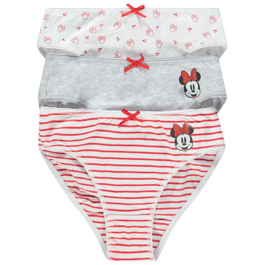 Lot de 3 culottes en coton Minnie Disney - Gris clair