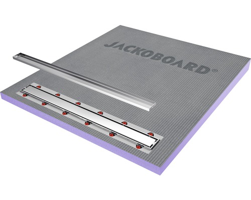 JACKOBOARD® Aqua Line pro douche-element met afvoergoot van geborsteld roestvrij staal 1100 mm x 1000 mm x 70/43 mm