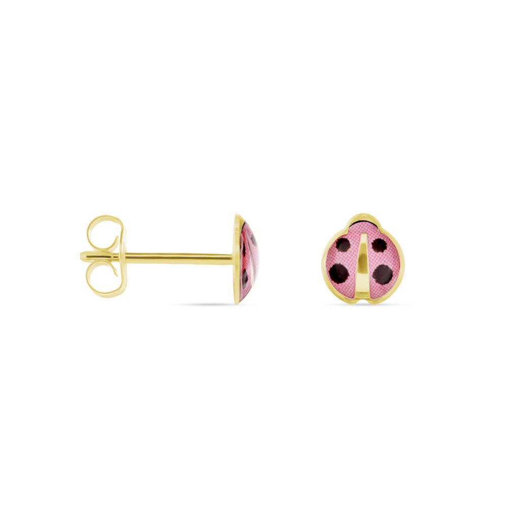 Boucles D'oreilles Puces Helidie Coccinelle Or Jaune