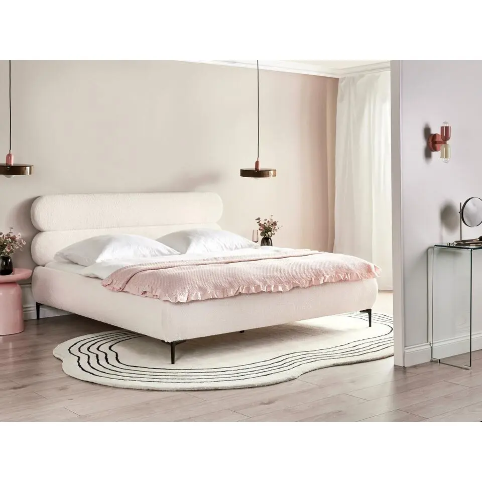 LESSAY - Tweepersoonsbed - Off-white - 180 x 200 cm - Bouclé