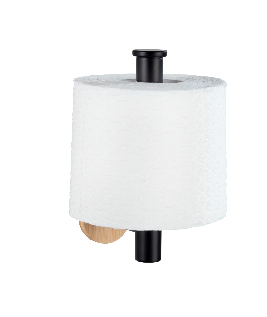Wenko Orea Turbo-Loc Bamboo toiletrolhouder zwart mat