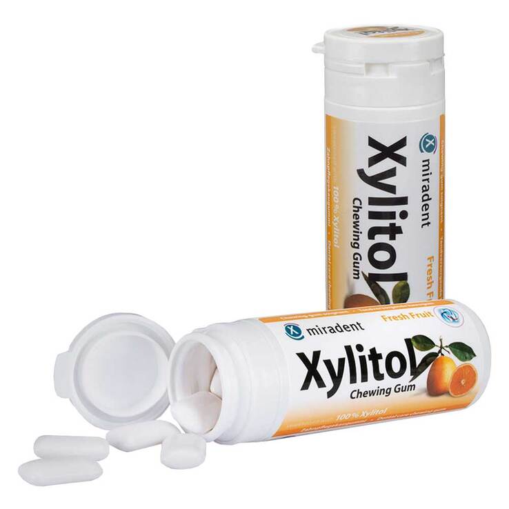 MIRADENT Xylitol Zahnpflegekaugummi Freshfruit, 30 St