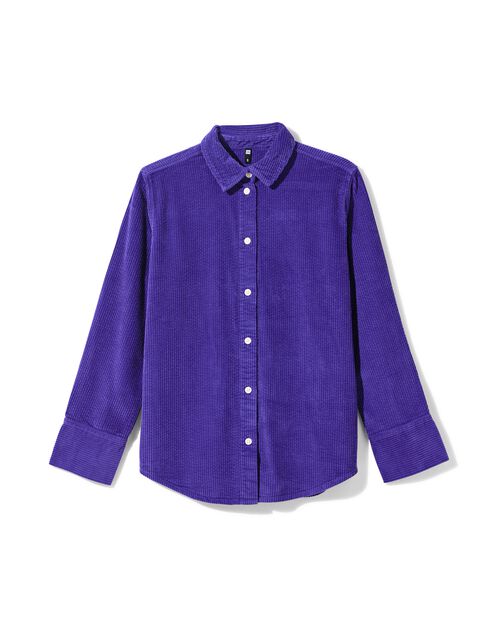 chemise femme Lena en velours côtelé bleu