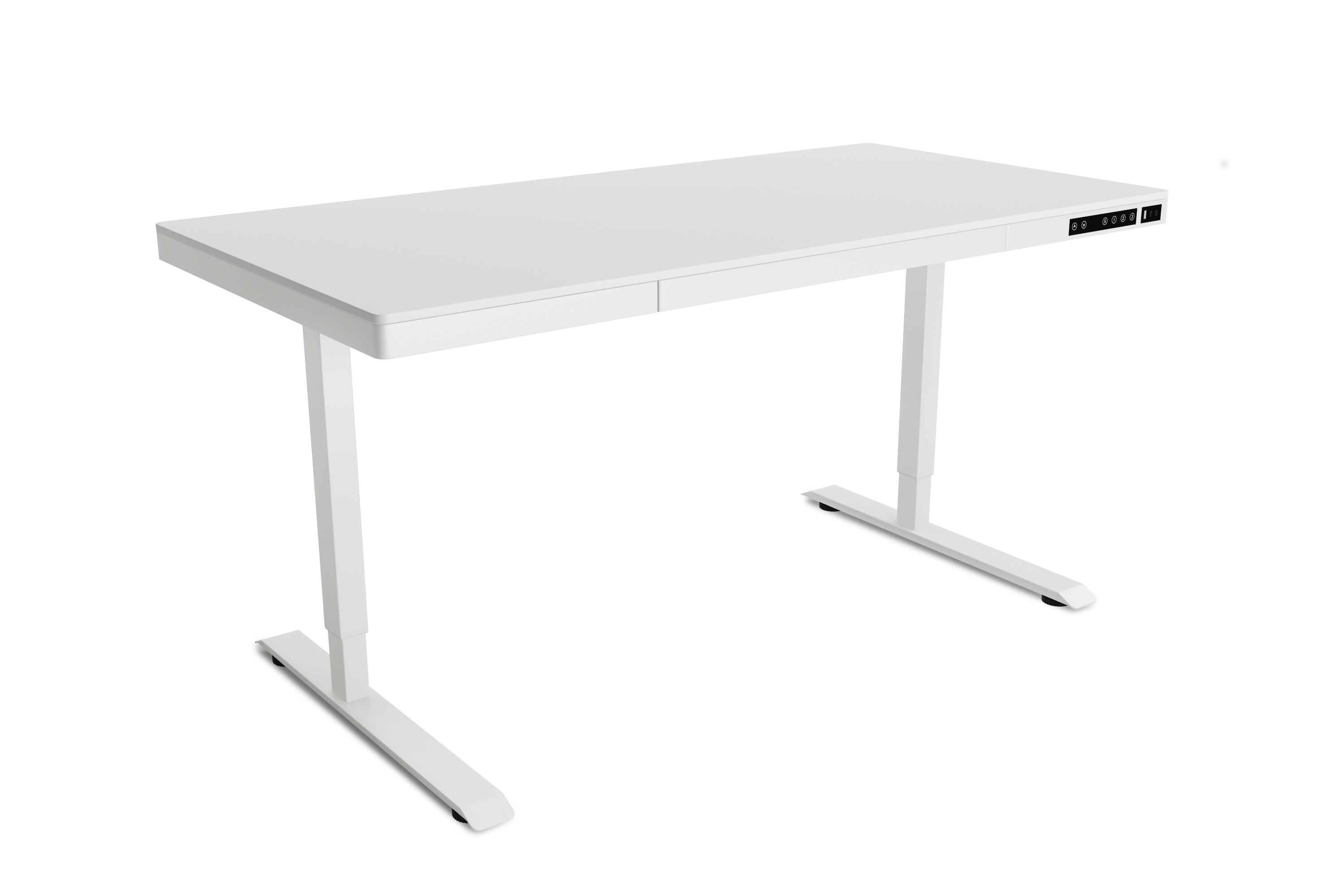 Stehpult elektrisch mit Schublade weiss 140 x 70 cm