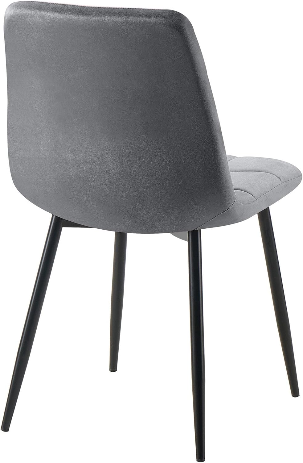 CLP 2er Set Esszimmerstuhl Tilde, Küchenstühle gepolstert mit gestepptem Bezug, Polsterstühle mit Metallgestell, bis 150 kg belastbar, Farbe:dunkelgrau, Material:Samt