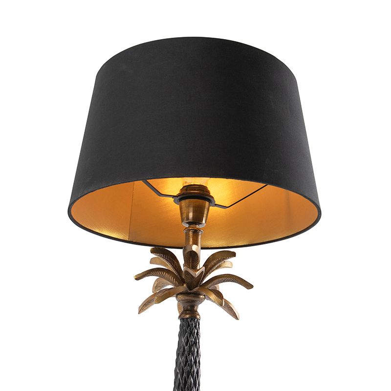 Art Deco tafellamp brons met zwarte kap 35 cm - Areka