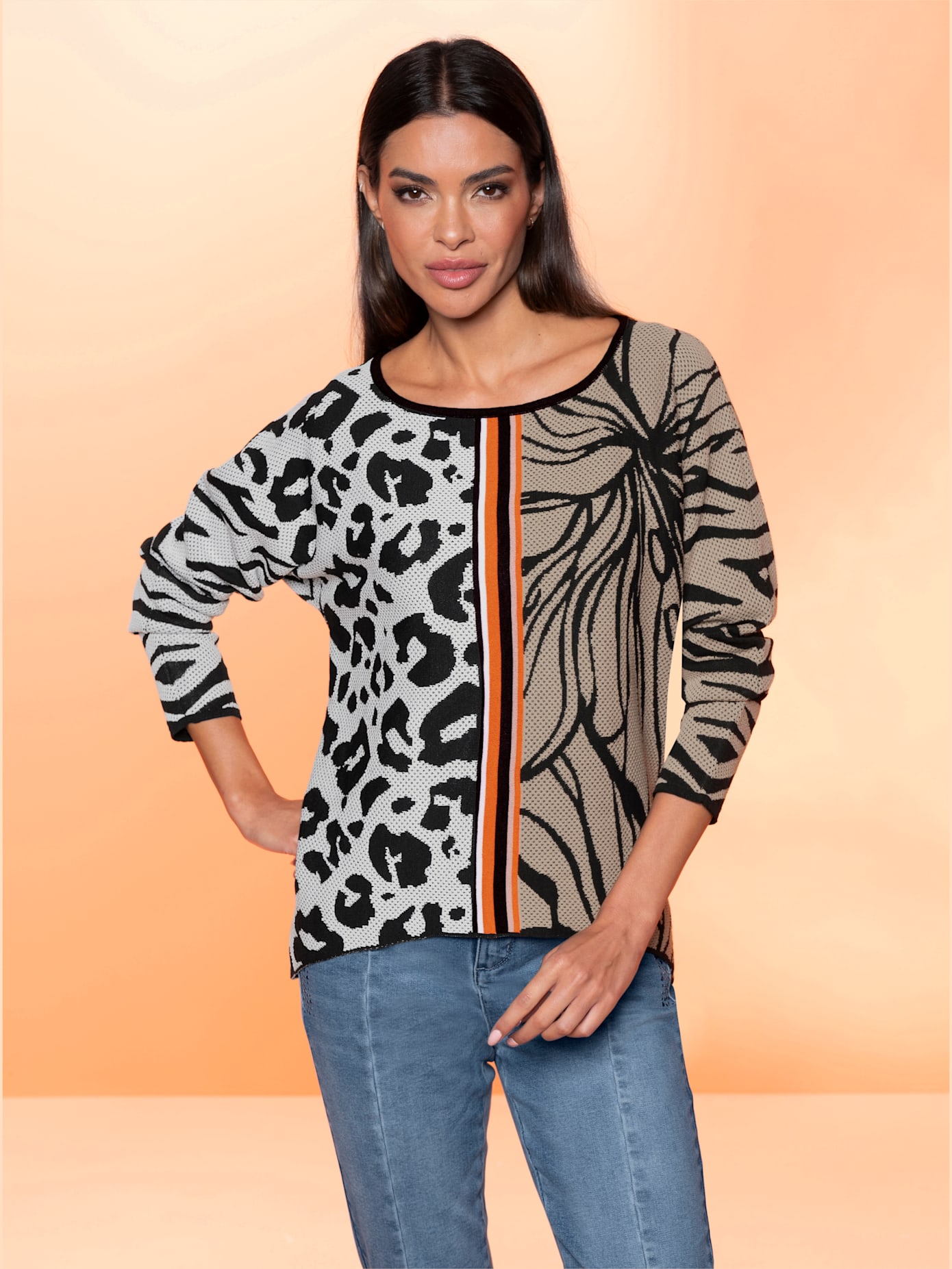 Pull jacquard mélange raffiné de motifs jacquard