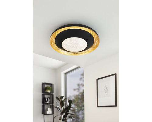 LED plafondlamp, dimbaar, 24,5W, 3000 lm, verstelbare CCT, wit, Ø 49,5 cm, Canicosa zwart/goud + afstandsbediening