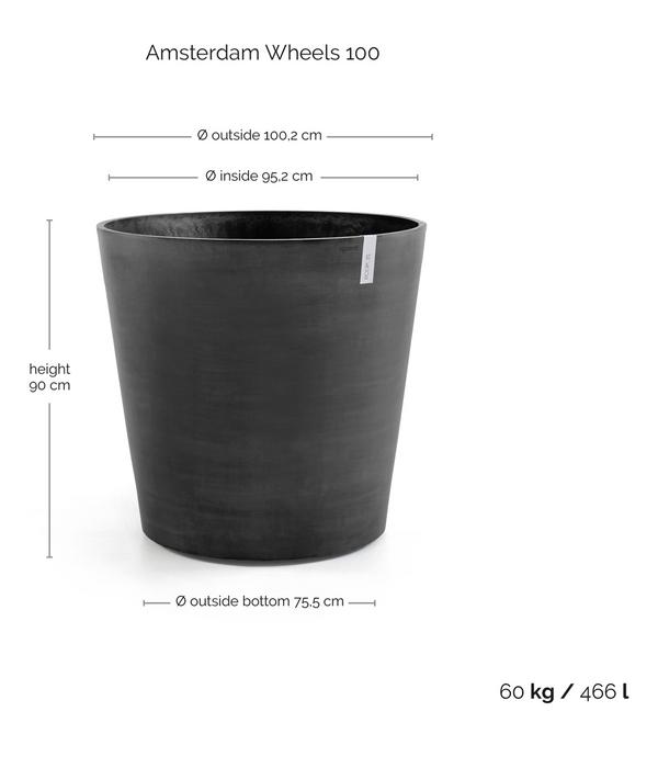 Ecopots Kunststoff-Topf Amsterdam mit Rollen,