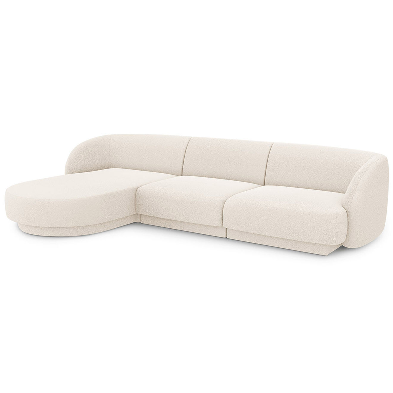 Micadoni Canapé d'angle Gauche Miley Bouclé 4 Places beige - 259x155x74 cm