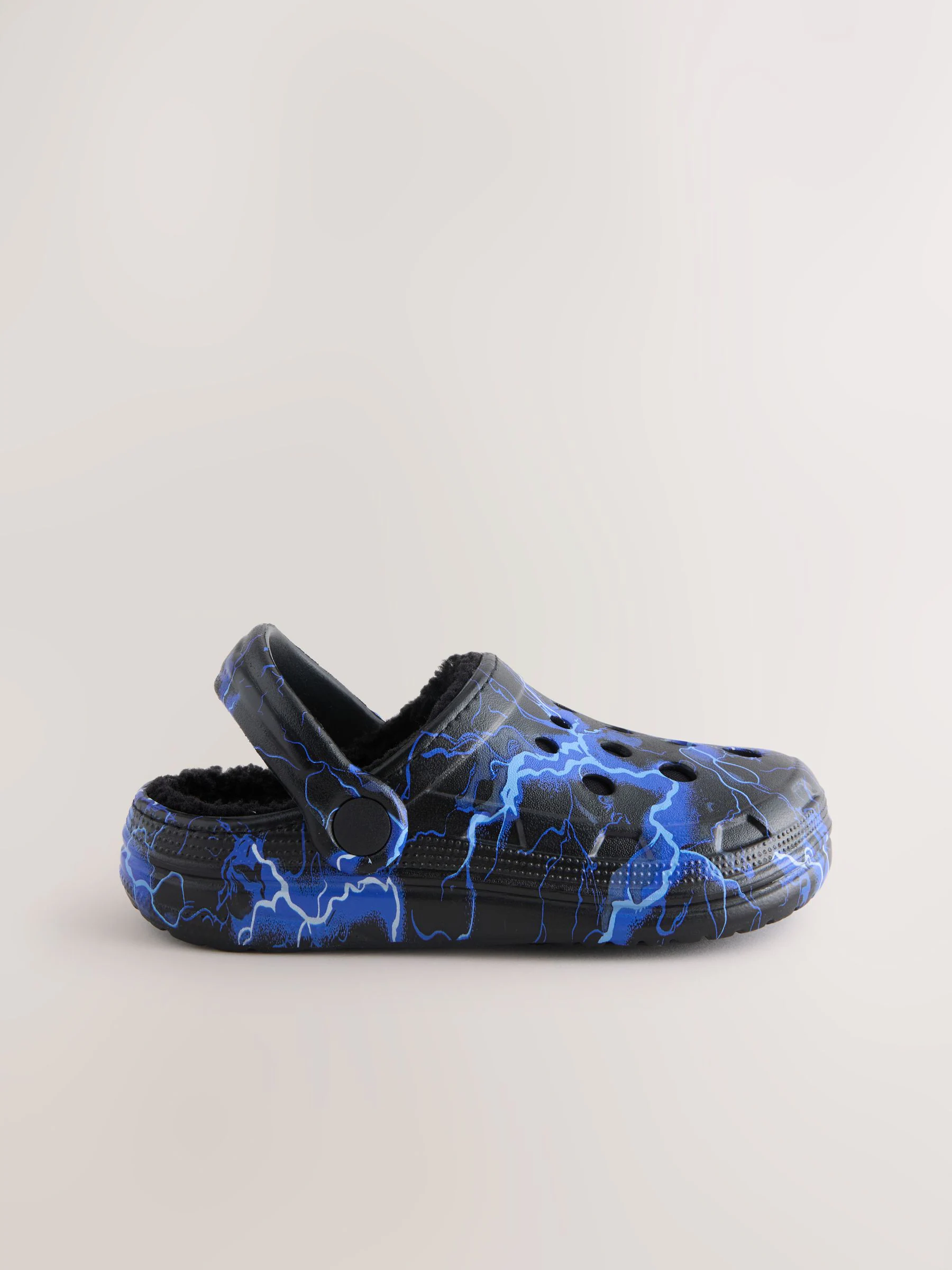 Blauw met bliksem - Warme gevoerde pantoffelklompen