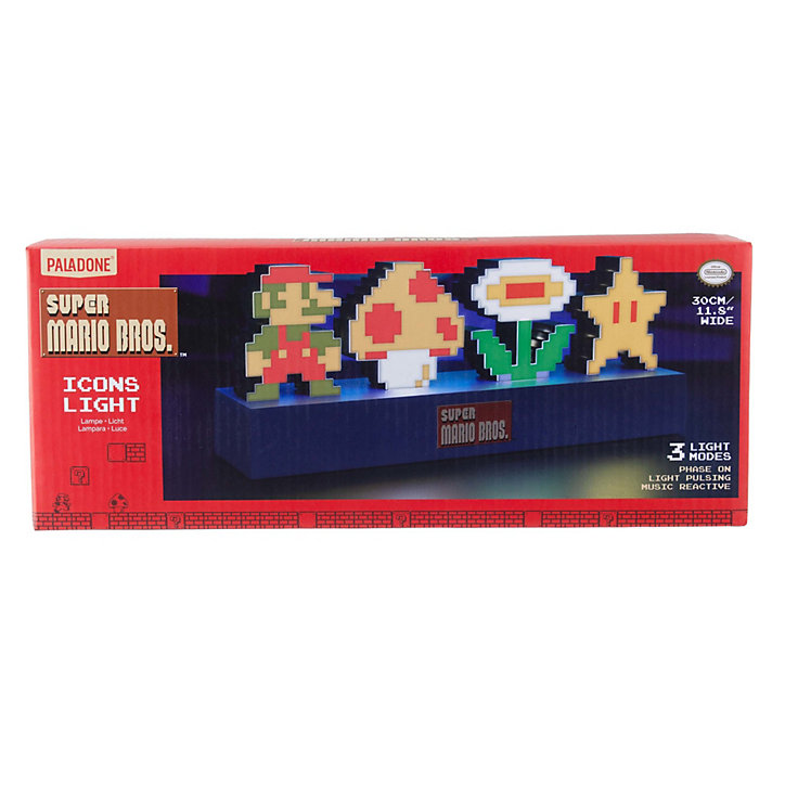 Veilleuse LED USB Super Mario Bros 2D Nintendo sans fil Paladone l.30cm x H.11,5cm x P.7,5cm