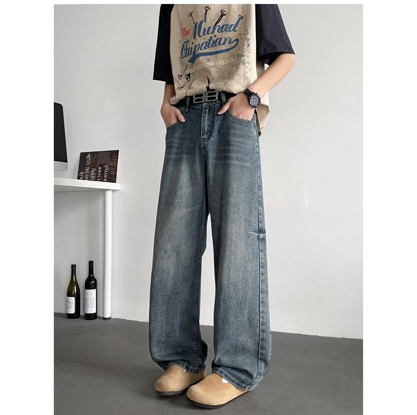 Plummie - Mid Rise Washed Wide Leg Jeans
