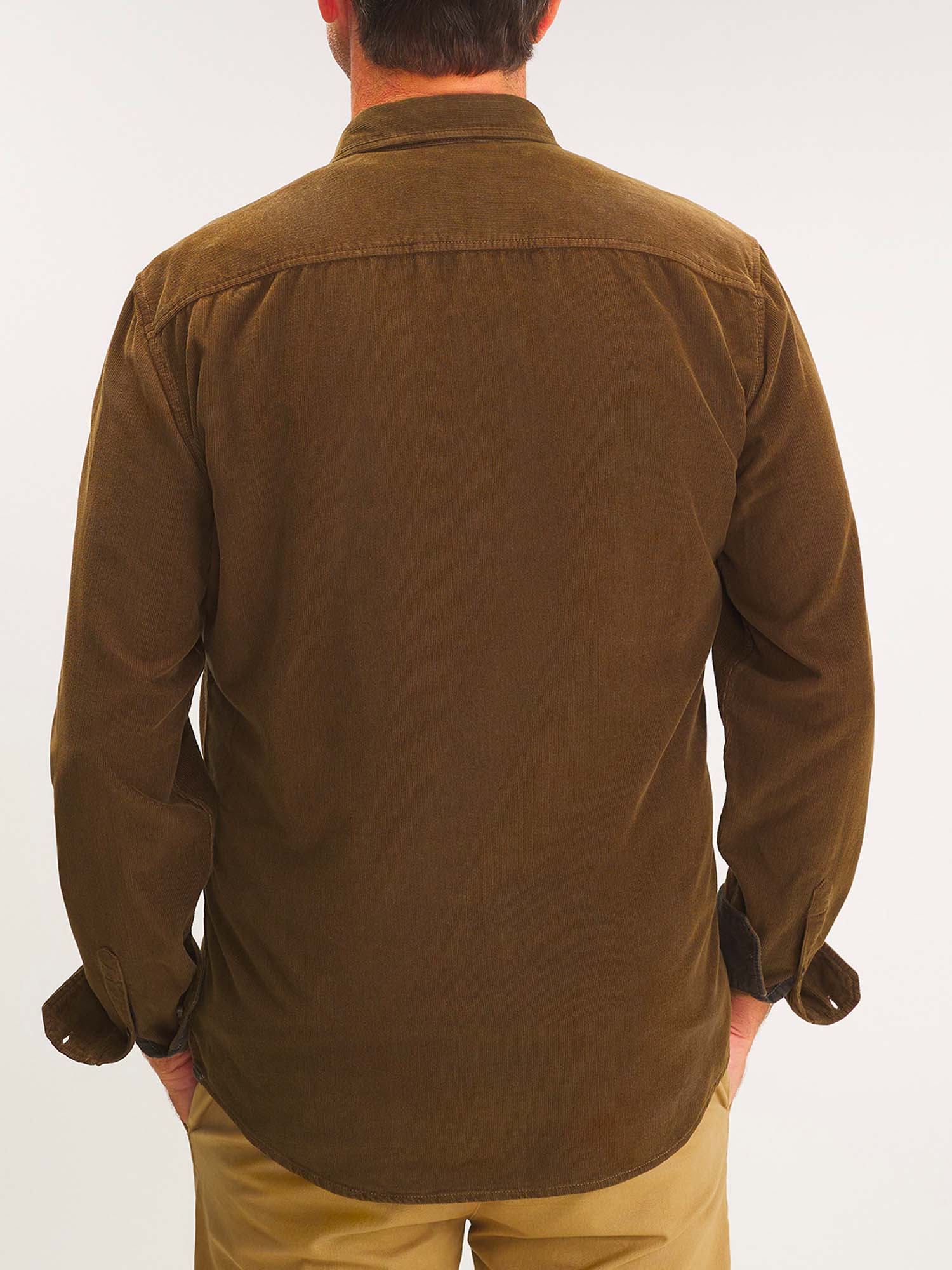 Chemise Homme Velours Côtelé Marron