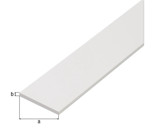 Platte PVC-staaf, wit, 20x2 mm, 1 m