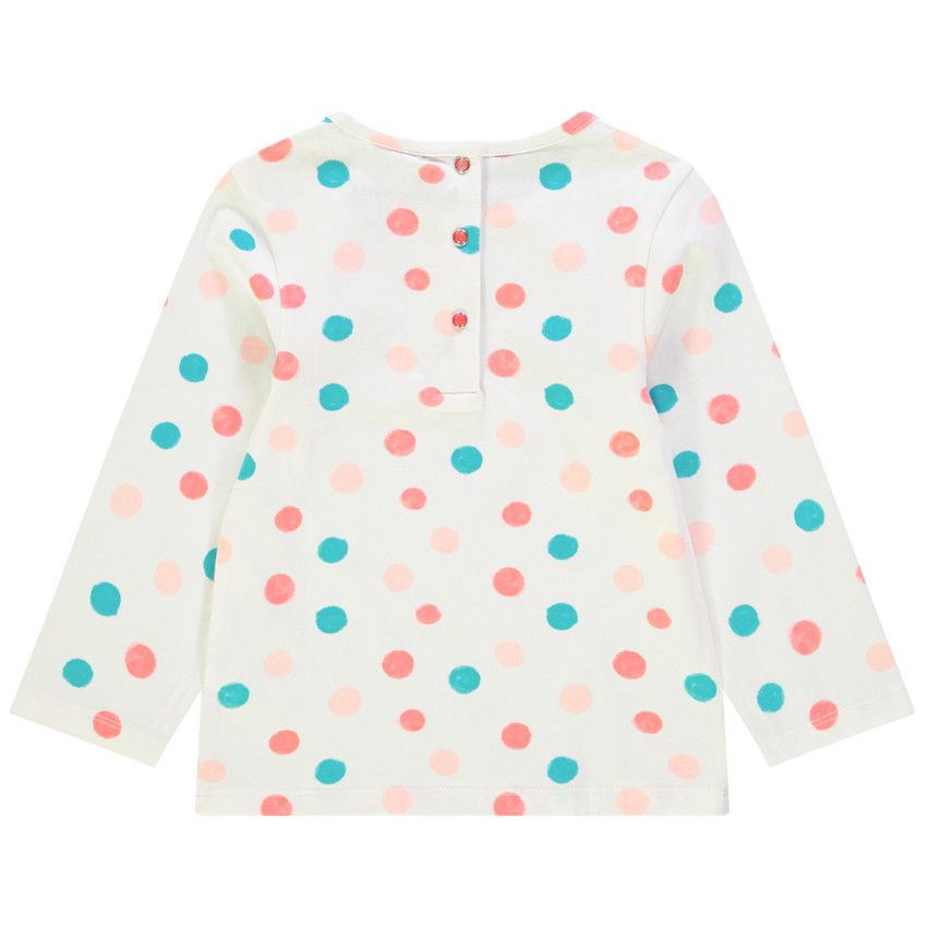 T-shirt manches longues à pois contrastés pour bébé fille - Gris clair