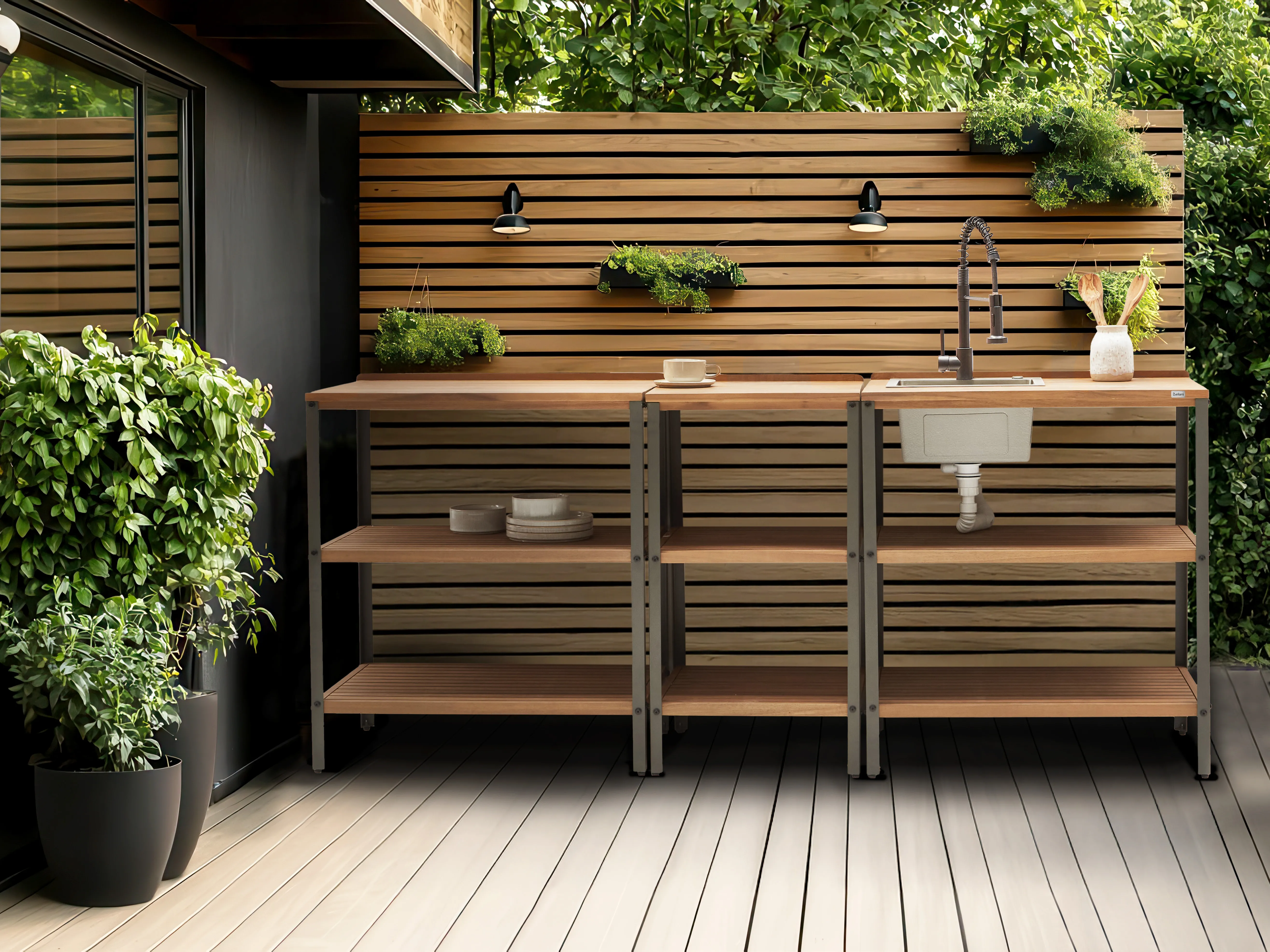 Tuin keukeneiland IVREA Gecertificeerd acaciahout Bruin