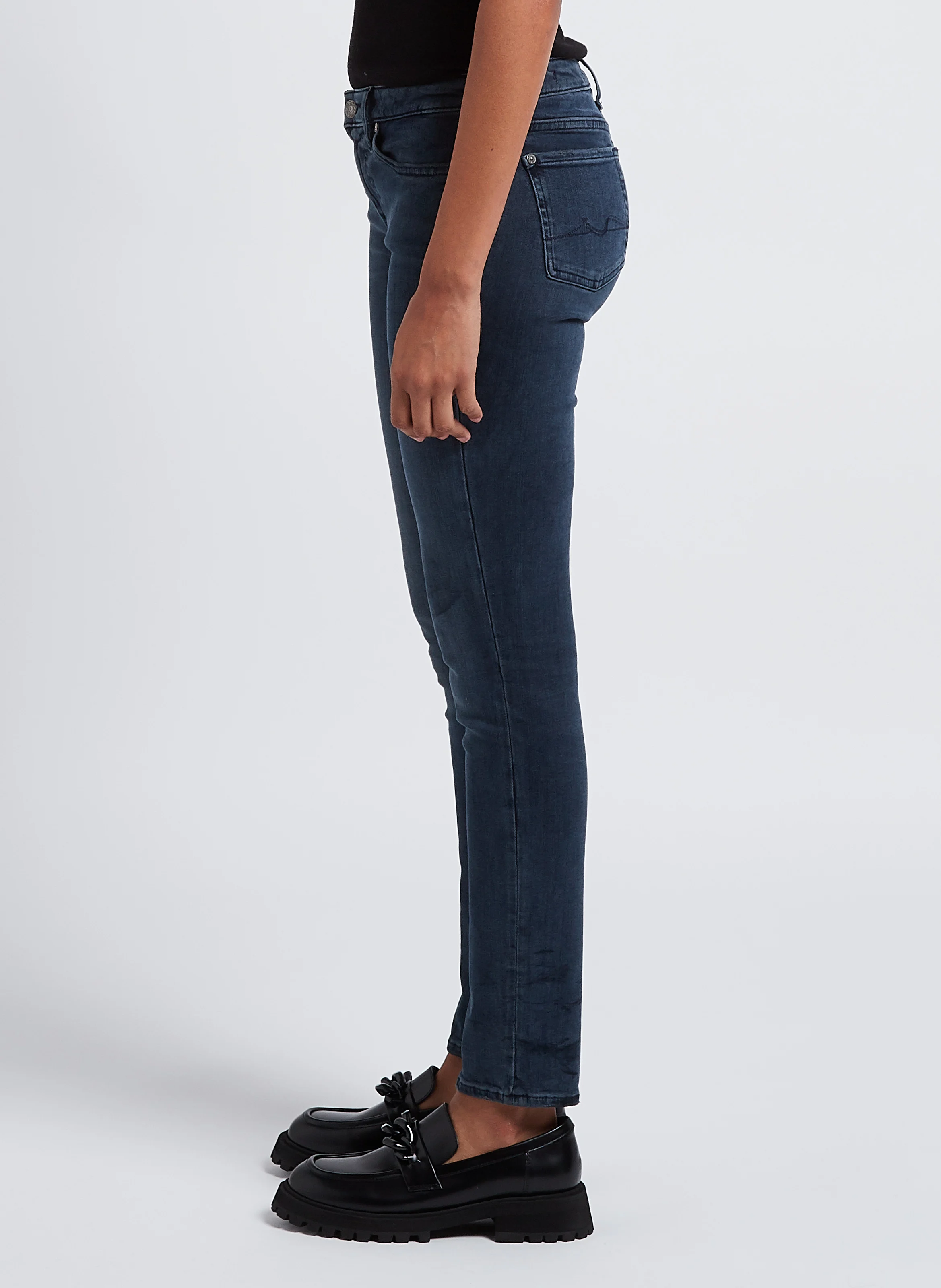PYPER - Jean skinny taille basse en denim délavé | Bleu