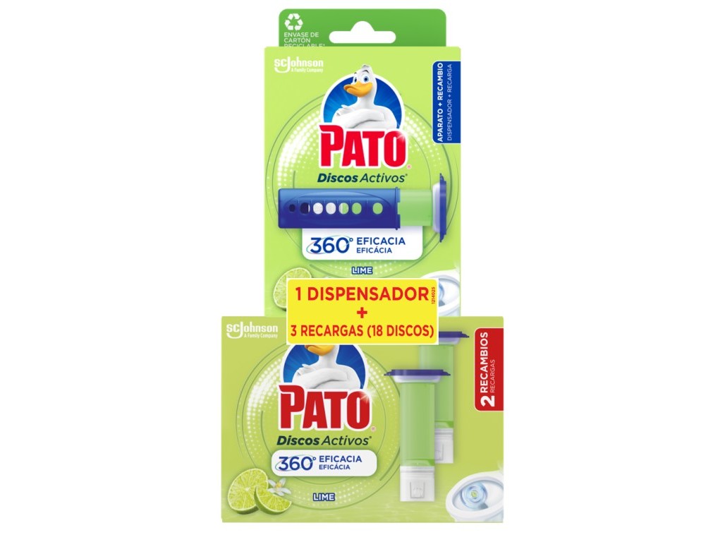 BLOCO SANITÁRIO DISCOS PATO APARELHO   3 RECARGAS LIME 3X36ML