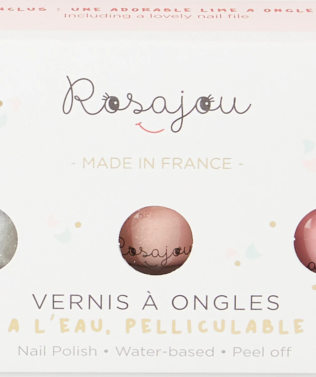 ROSAJOUCOFFRET 3 VERNIS FLAMINGO X PERLE X BALLERINE ET LIME À ONGLES