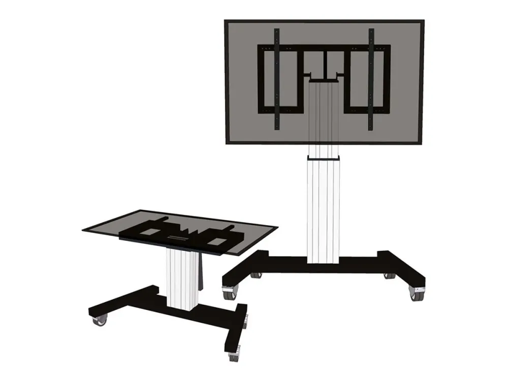 Neomounts PLASMA-M2500T - Vogn med hjul - motoriseret - for fladt panel/AV-udstyr - sølv, RAL 9006, hvid aluminium - skærmstørrelse: 42