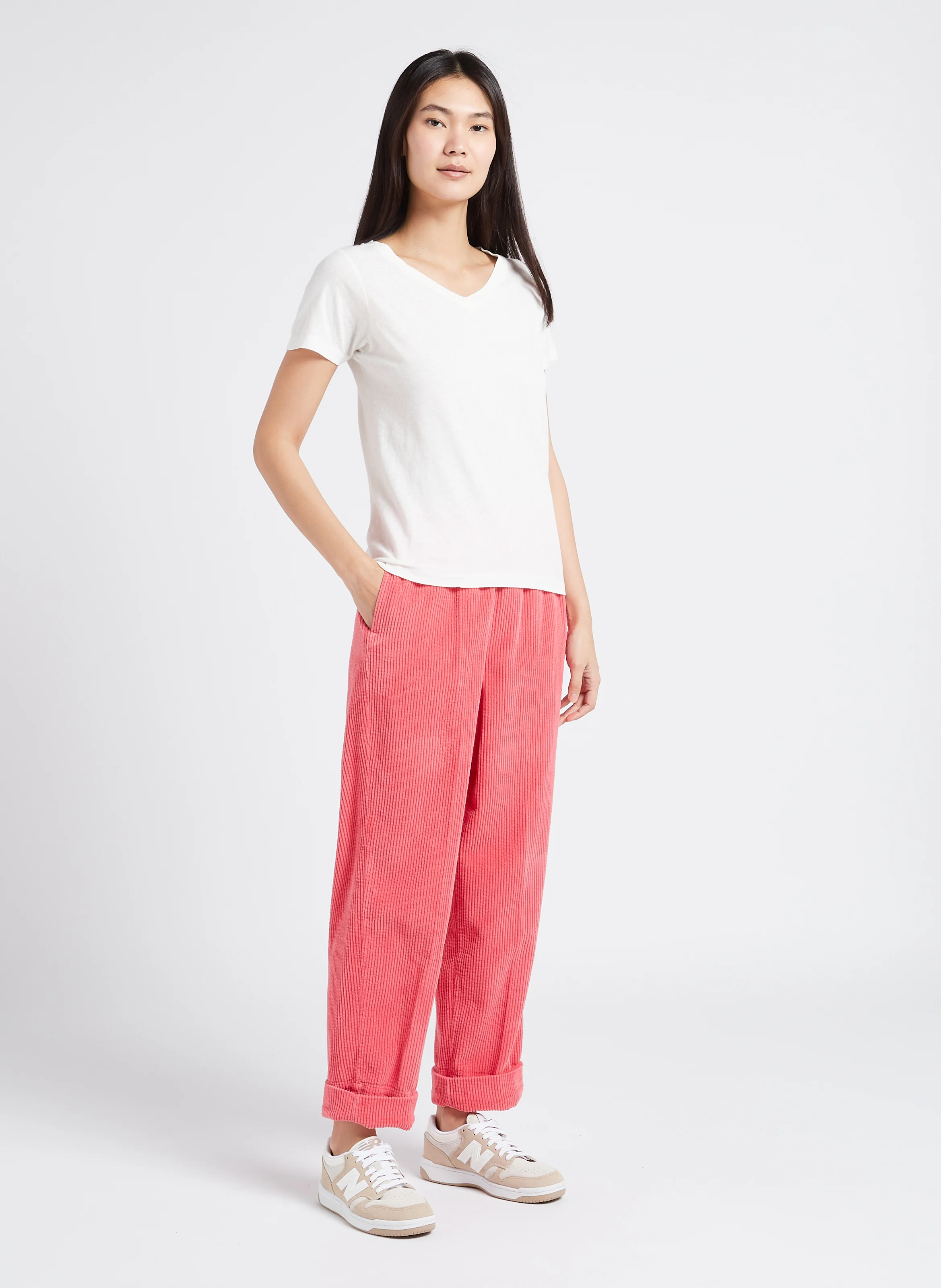 GAMIPY - Tee-shirt col V en coton | Blanc