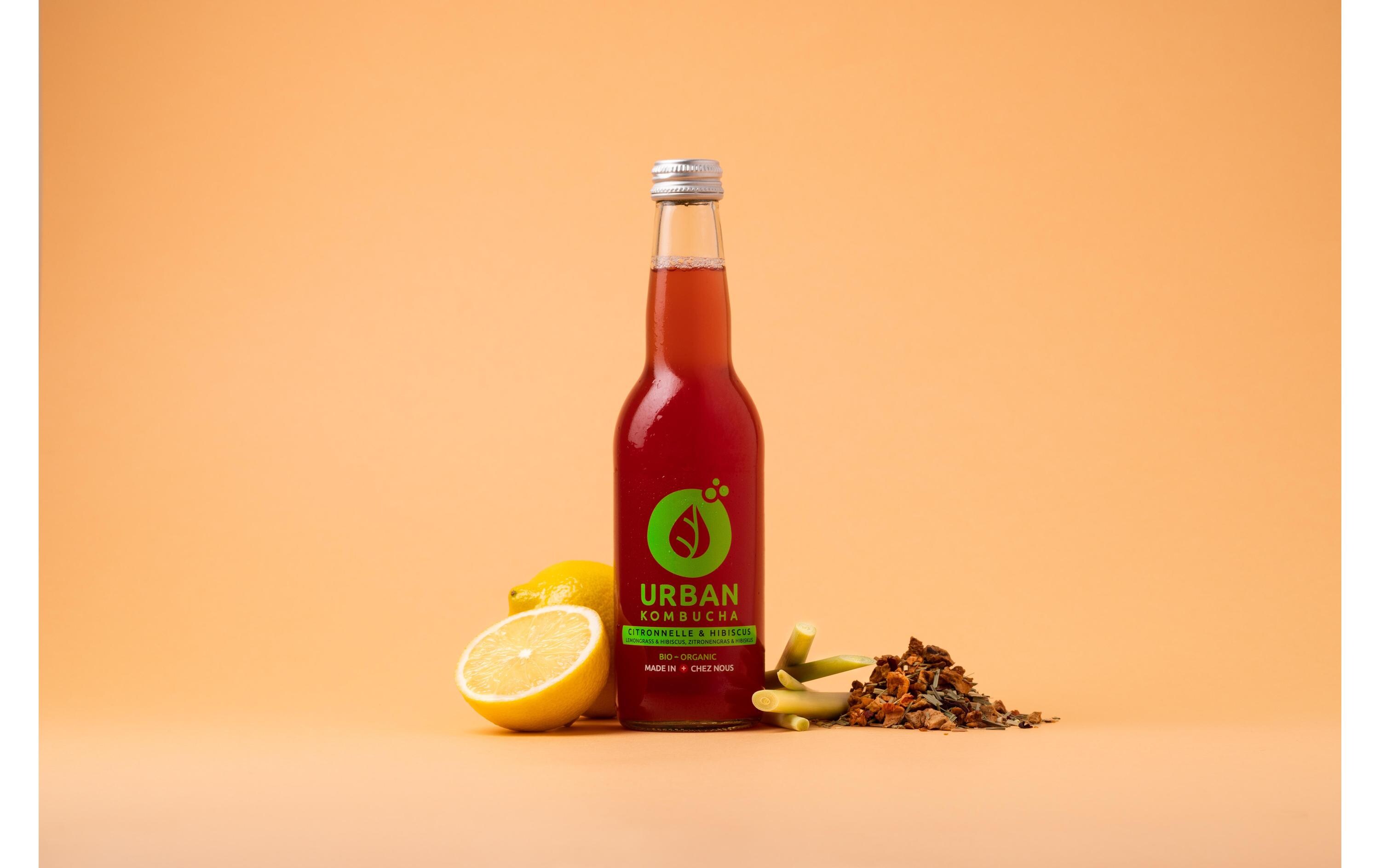 Bio Kombucha Zitronengras & Hibiscus 0.33 lDer Bio Craft-Kombucha aus der Schweiz