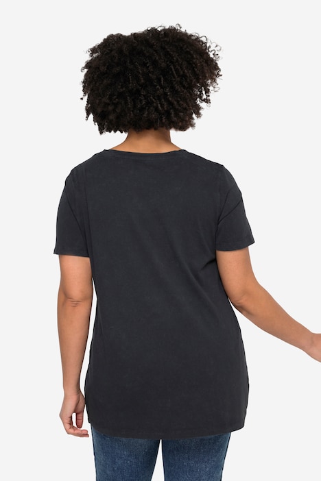 Long-Shirt, Vintage Look, großer Druck, Rundhals, Halbarm