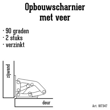 HANDSON Opbouwscharnier met veer gelakt - 2 stuks