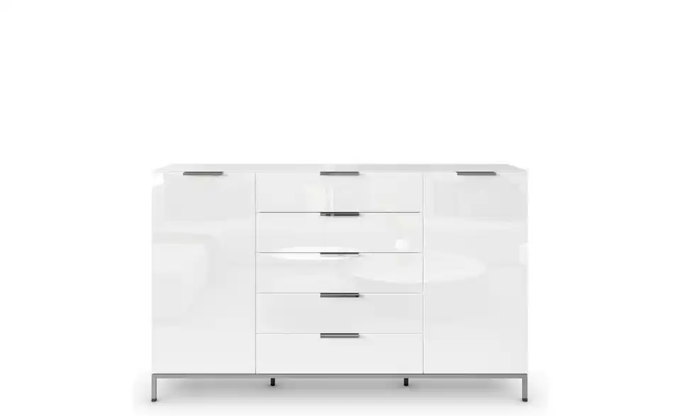 Highboard verchromt 180 cm Weiß