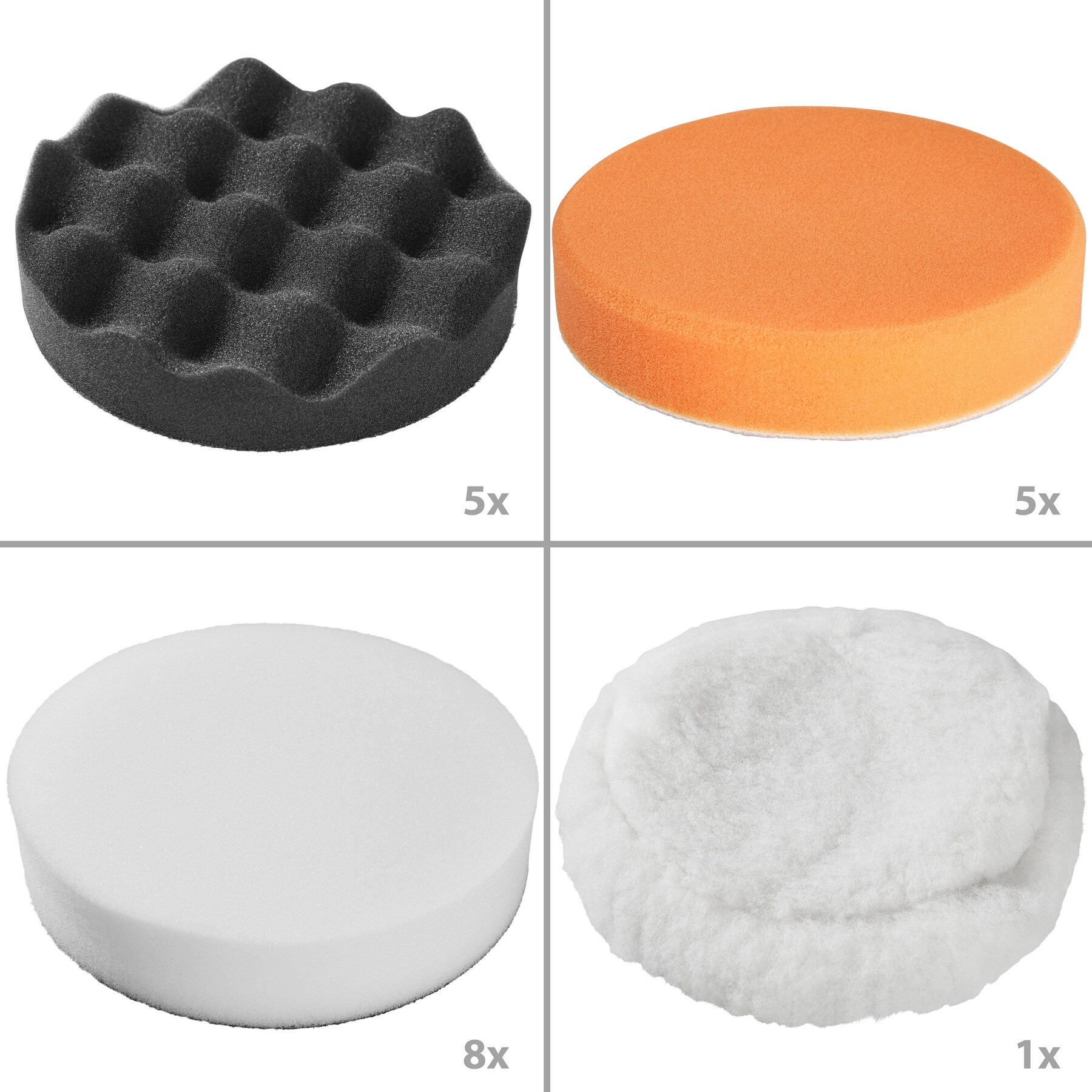 tectake® 29-teiliges Polierschwamm-Set, 1 Polierfell, mit Wischer, Schwamm, Handschuh und 2 Mikrofasertücher, Befestigung mit Klettverschluss