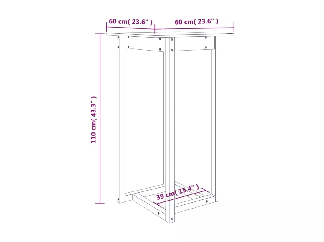 Table de bar Gris 60x60x110 cm Bois massif de pin