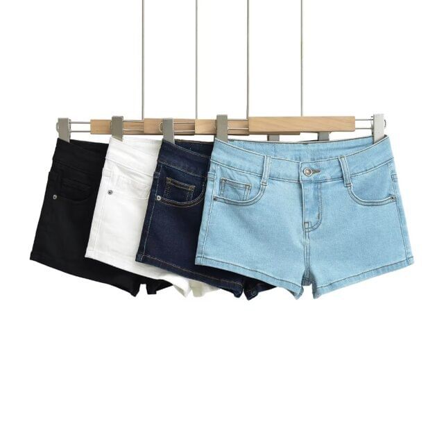 Morhan - Low Rise Washed Denim Shorts