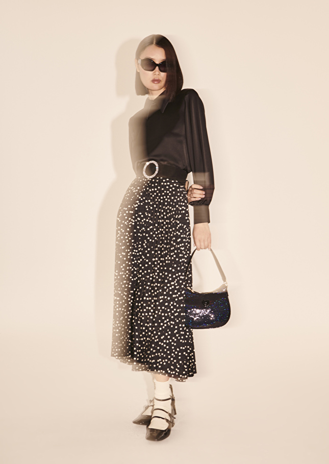 Top Tiannanoir en satin fluide