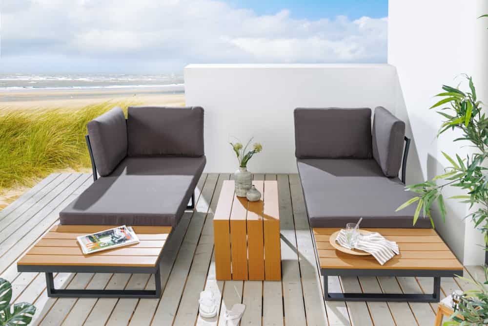 Wetterfestes Gartenmöbel Set IBIZA MODULAR LOUNGE 250cm anthrazit Aluminium inkl. Sitzpolster