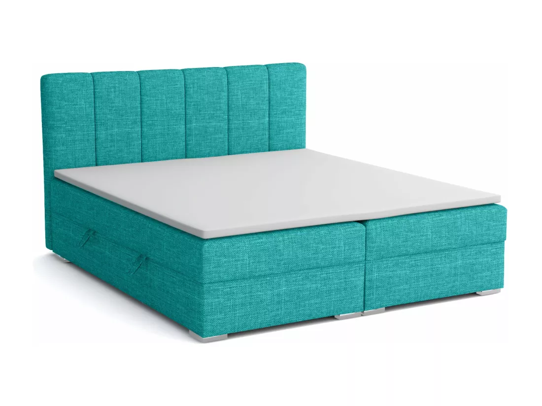LIT BOXSPRING avec coffres Provo 140x200 cm, Orinoco 85 (Bleu turquoise)
