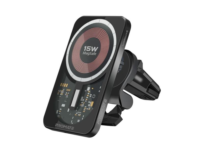 Promate Smartphone-Halterung LucidMount-15 Kabelloses Ladegerät mit Magnethalterung