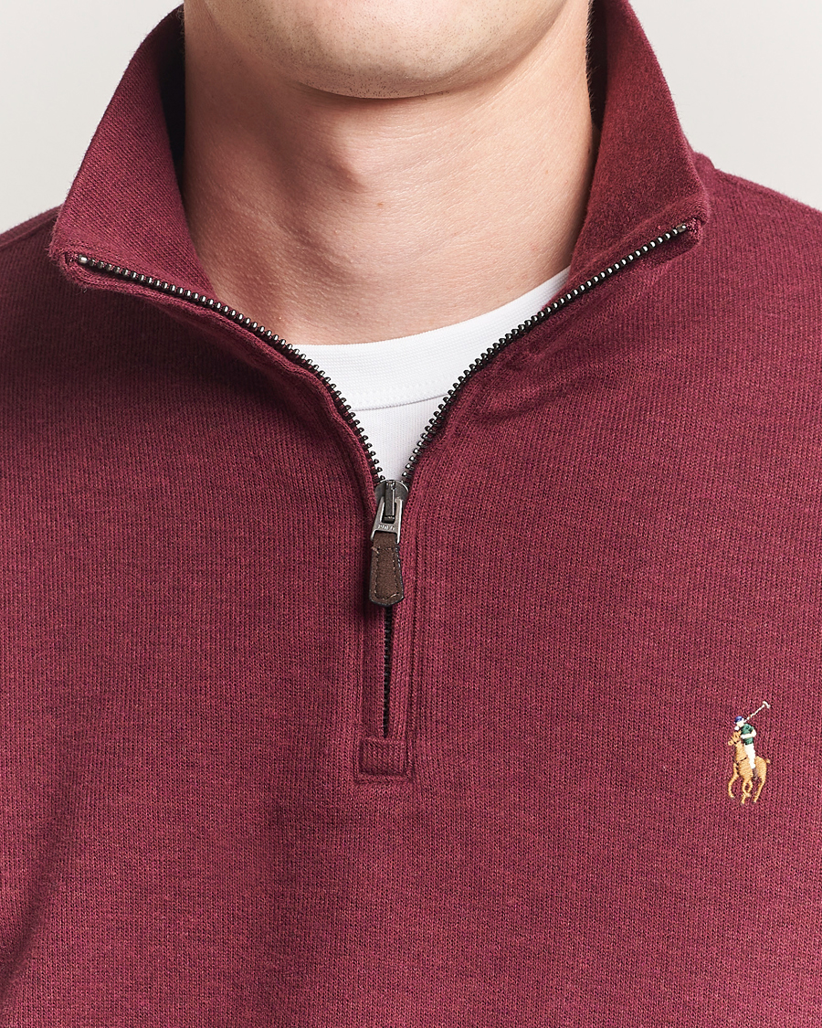 Polo Ralph Lauren Double Knit Jaquard Half Zip Sweater Wine Heather
