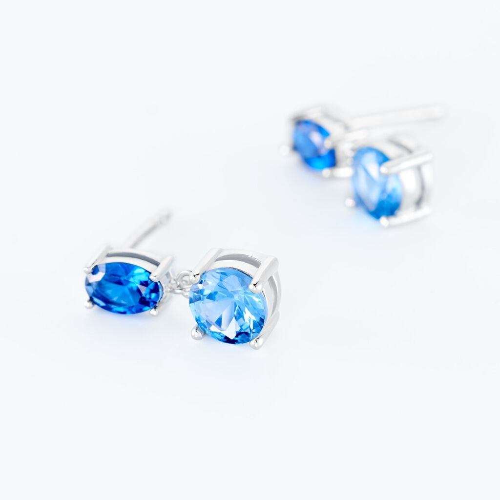 Boucles D'oreilles Pendantes Argent Blanc Brenna Oxydes De Zirconium