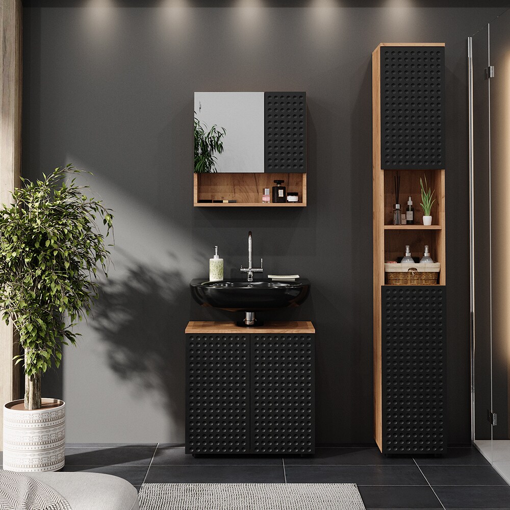 Vicco Hochschrank Irma Eiche Anthrazit 30 x 192 cm Badezimmer