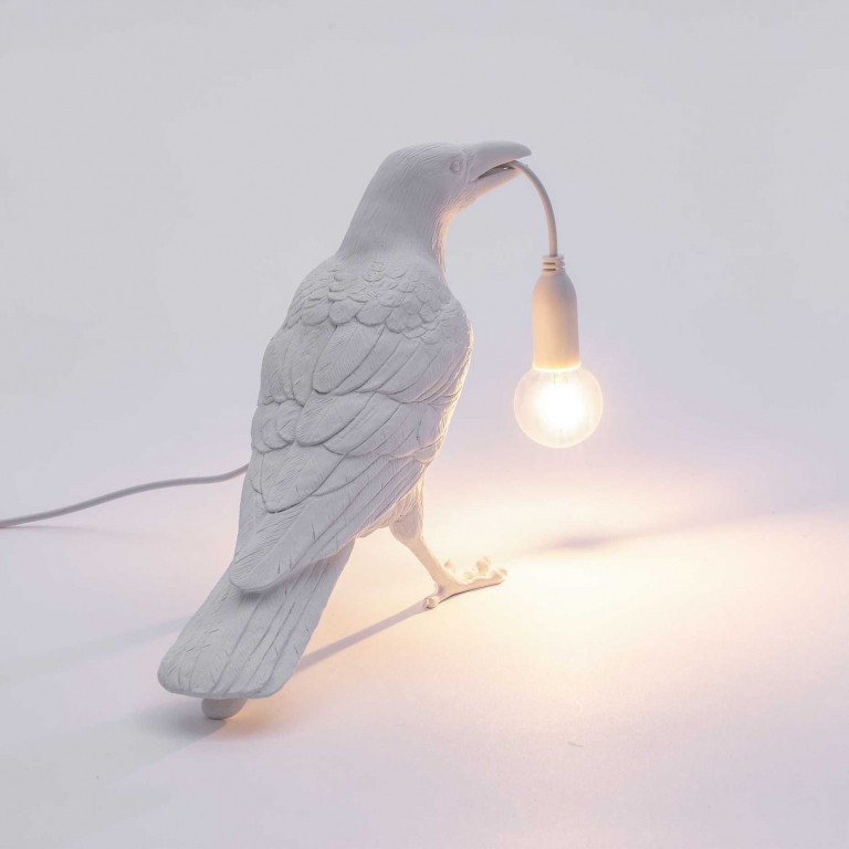 Seletti Bird Waiting tafellamp buiten wit