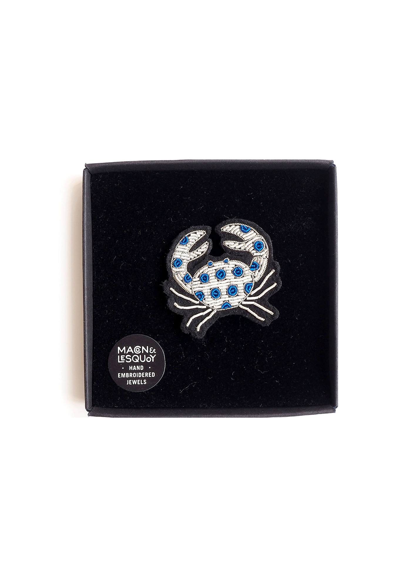 Broche brodée Crabe à pois