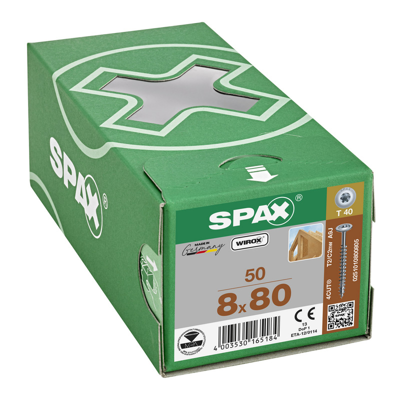 Spax universele schroeven tellerkop voldraad 8x80mm TX40