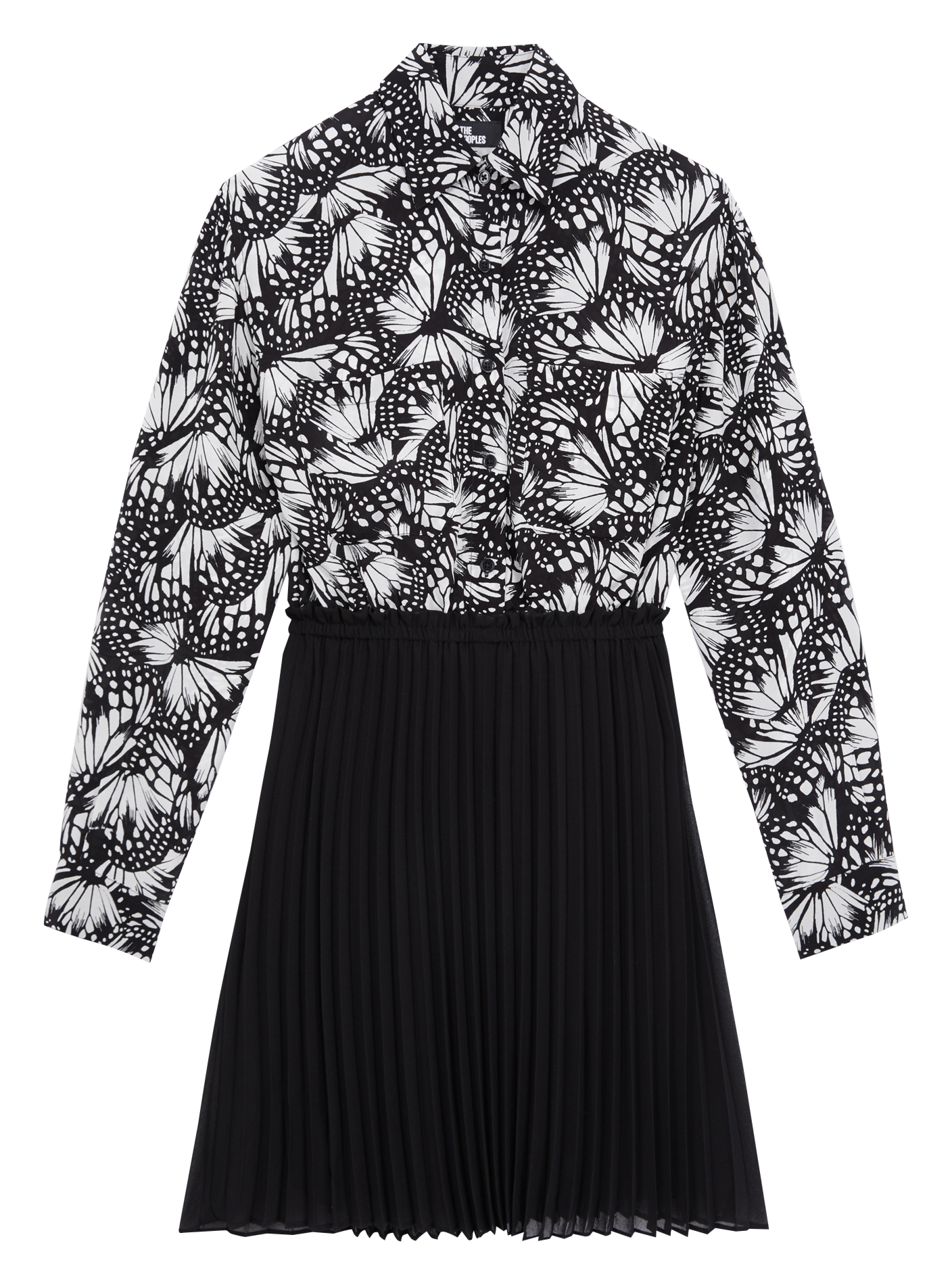 Robe courte chemise plissée| Noir