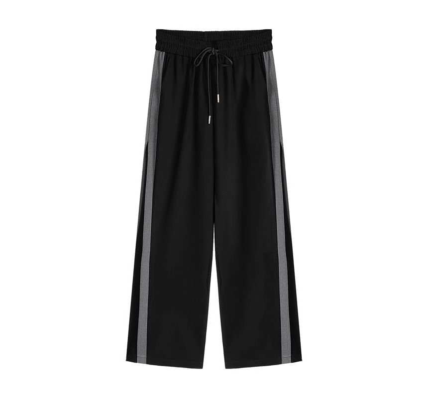 PERKARP - Wijde joggingbroek met trekkoord in de taille en contrasterende afwerking